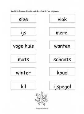 Werkblad winter - Dezelfde beginletter