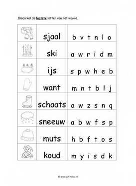 Werkblad winter - Eindletter moeilijk