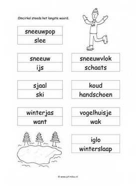 Werkblad winter - Langste woord