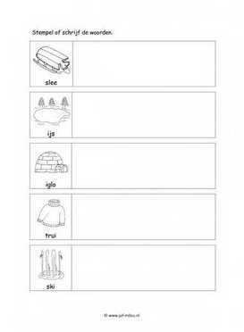 Werkblad winter - Woorden stempelen