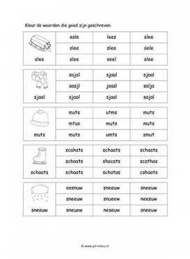 Werkblad winter - Woordherkenning 3