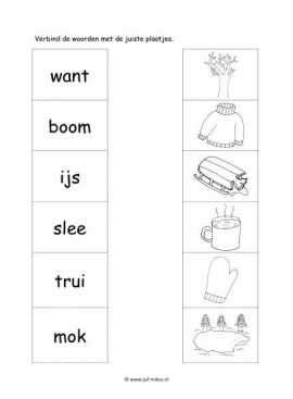 Werkblad winter - Woordjes lezen 1