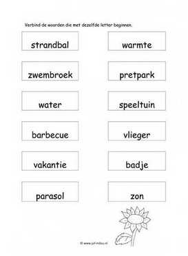 Werkblad zomer - Dezelfde beginletter