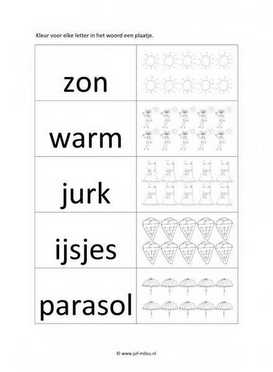 Werkblad zomer - Letters tellen