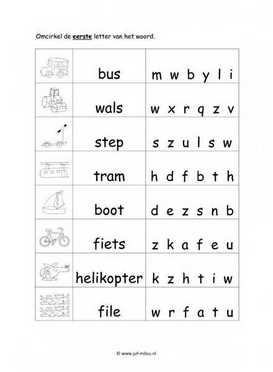 Werkblad verkeer - Beginletter moeilijk
