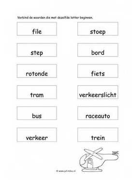 Werkblad verkeer - Dezelfde beginletter