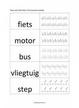 Werkblad verkeer - Letters tellen