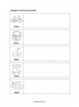 Werkblad verkeer - Woorden stempelen