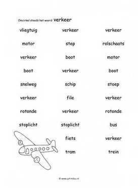 Werkblad verkeer - Woordherkenning 1