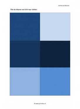 Werkblad vorm en kleur - Licht naar donker blauw