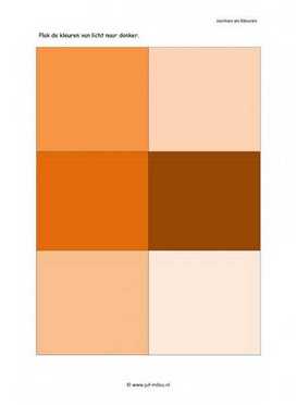 Werkblad vorm en kleur - Licht naar donker oranje