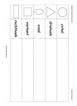 Werkblad vorm en kleur - Stempelen vormen 1 zw