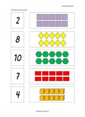 Werkblad vorm en kleur - Tellen kl