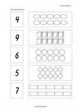 Werkblad vorm en kleur - Tellen zw
