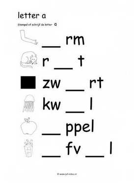 Letters leren - A stempelen zw 1