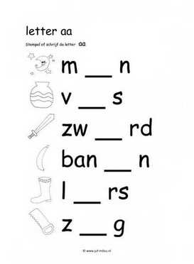 Letters leren - AA stempelen zw