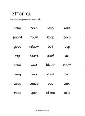 Letters leren - AU zoeken in woord