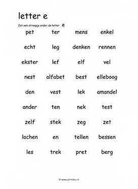 Taal - E zoeken in woord