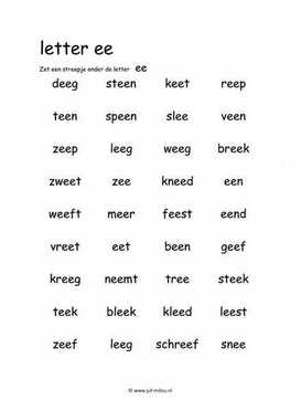 Letters leren - EE zoeken in woord