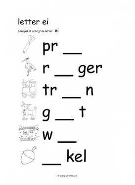 Letters leren - EI stempelen zw
