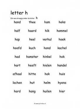 Letters leren - H zoeken in woord