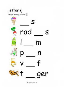 Letters leren - IJ stempelen kl