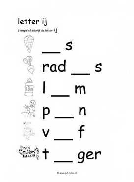 Letters leren - IJ stempelen zw