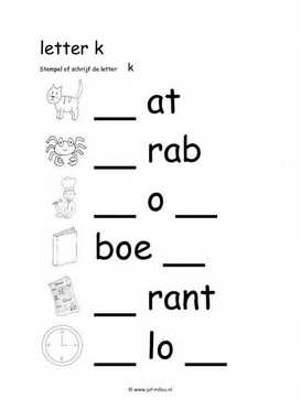 Letters leren - K stempelen zw