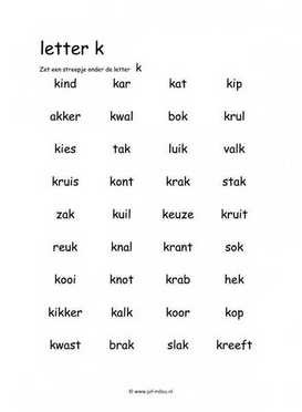 Letters leren - K zoeken in woord