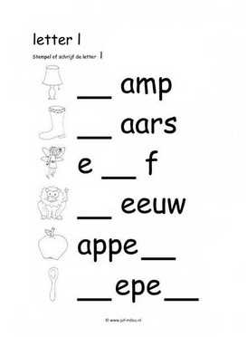 Letters leren - L stempelen zw