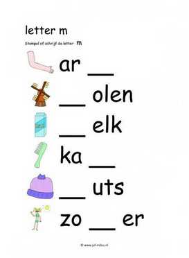 Letters leren - M stempelen kl