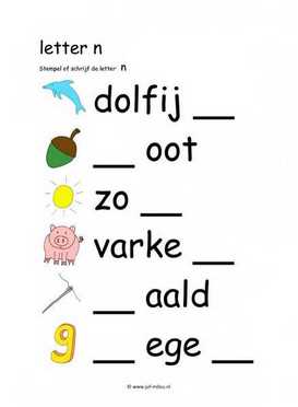 Letters leren - N stempelen kl