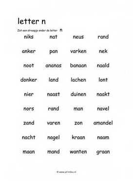 Letters leren - N zoeken in woord