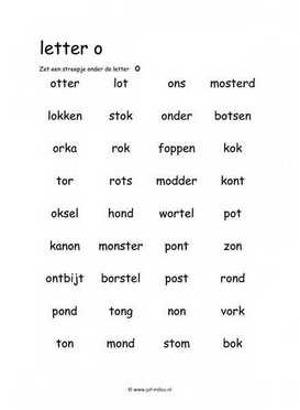 Letters leren - O zoeken in woord