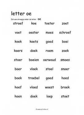 Letters leren - OE zoeken in woord