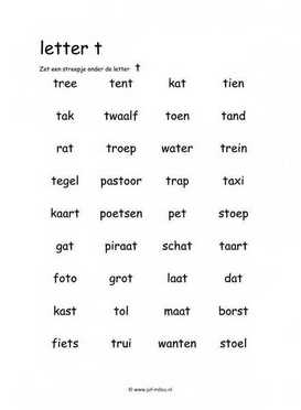 Taal - T zoeken in woord