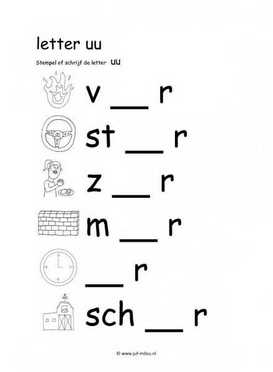 Letters leren - UU stempelen zw