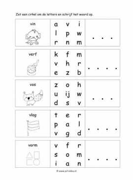 Letters leren - V juiste woord 4