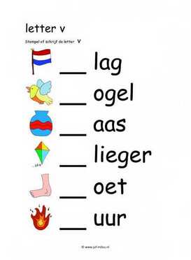 Letters leren - V stempelen kl