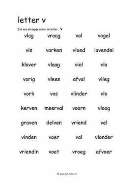 Letters leren - V zoeken in woord