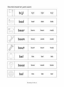 Leren lezen - B juiste woord 2
