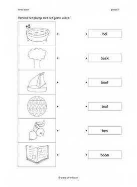 Leren lezen - B woord verbinden 1