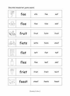 Leren lezen - F juiste woord 2
