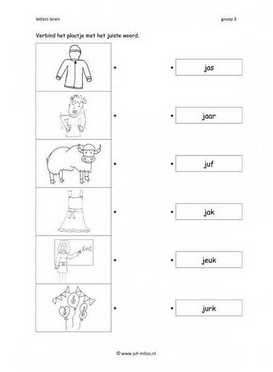Leren lezen - J woord verbinden 1