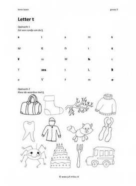 Leren lezen Letter t