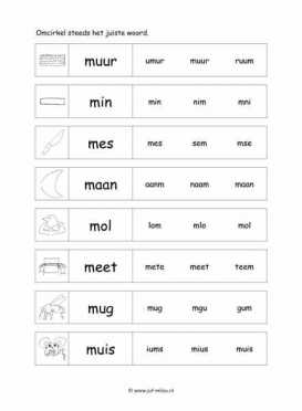 Leren lezen - M juiste woord 2