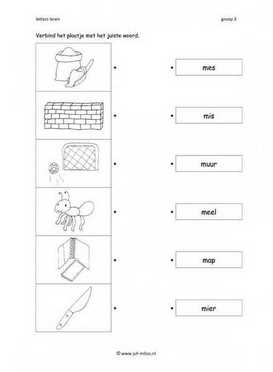 Leren lezen - M woord verbinden 2