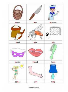 Leren lezen M woordkaartjes 2