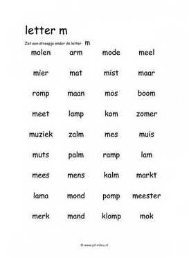 Leren lezen M zoeken in woord