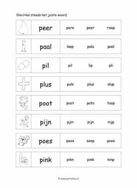 Leren lezen - P juiste woord 2